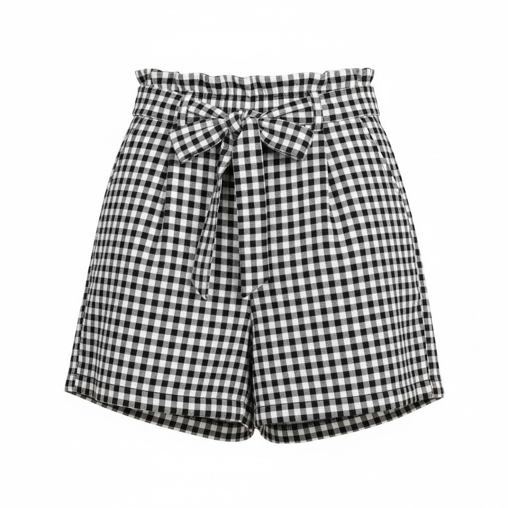 C. Est. 1946 Women Gingham Paperbag Shorts Polyester Rayon Preppy Casual 14/16W